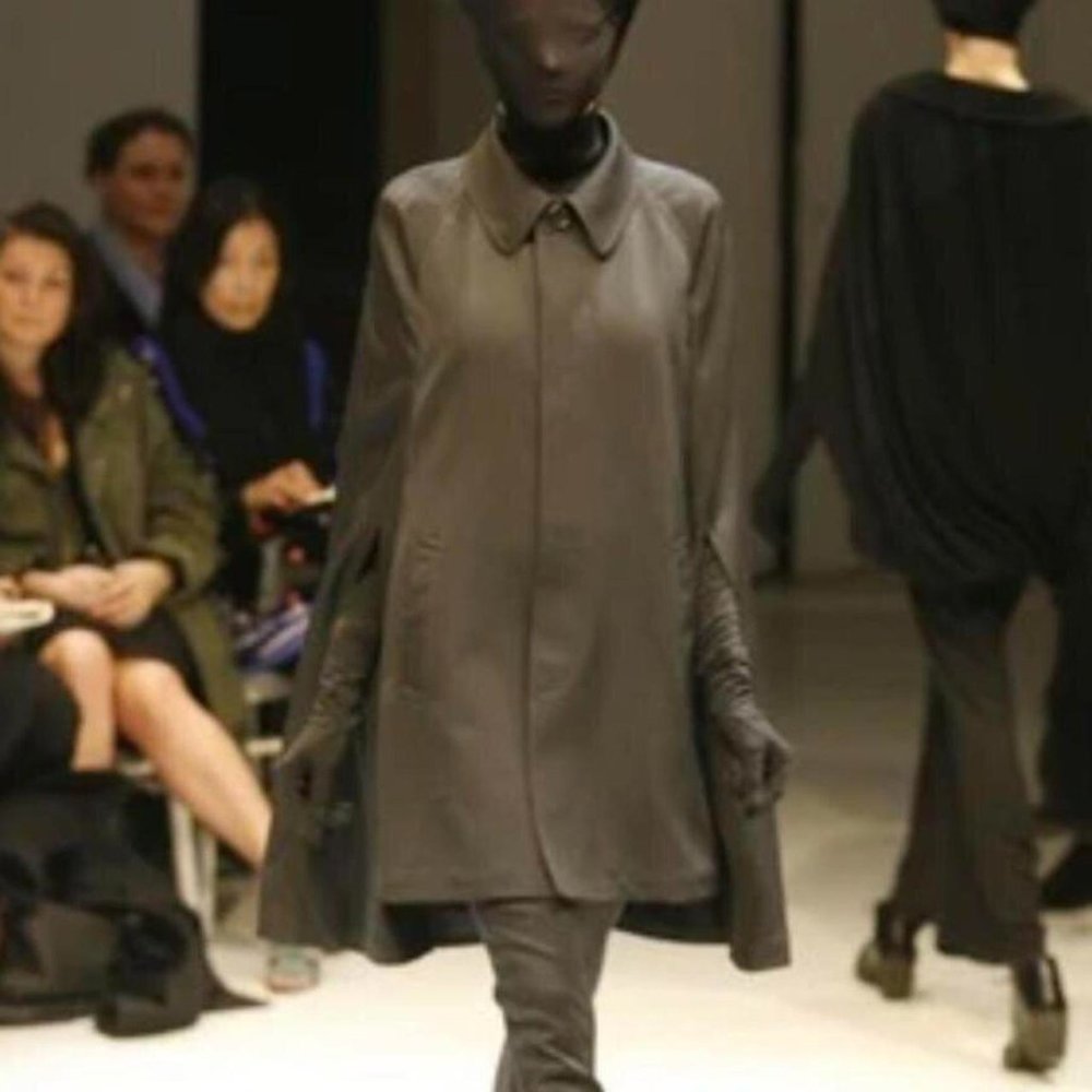 Fall 2008 Black Hidden Button Knee-Length Cape by Comme des Garcons